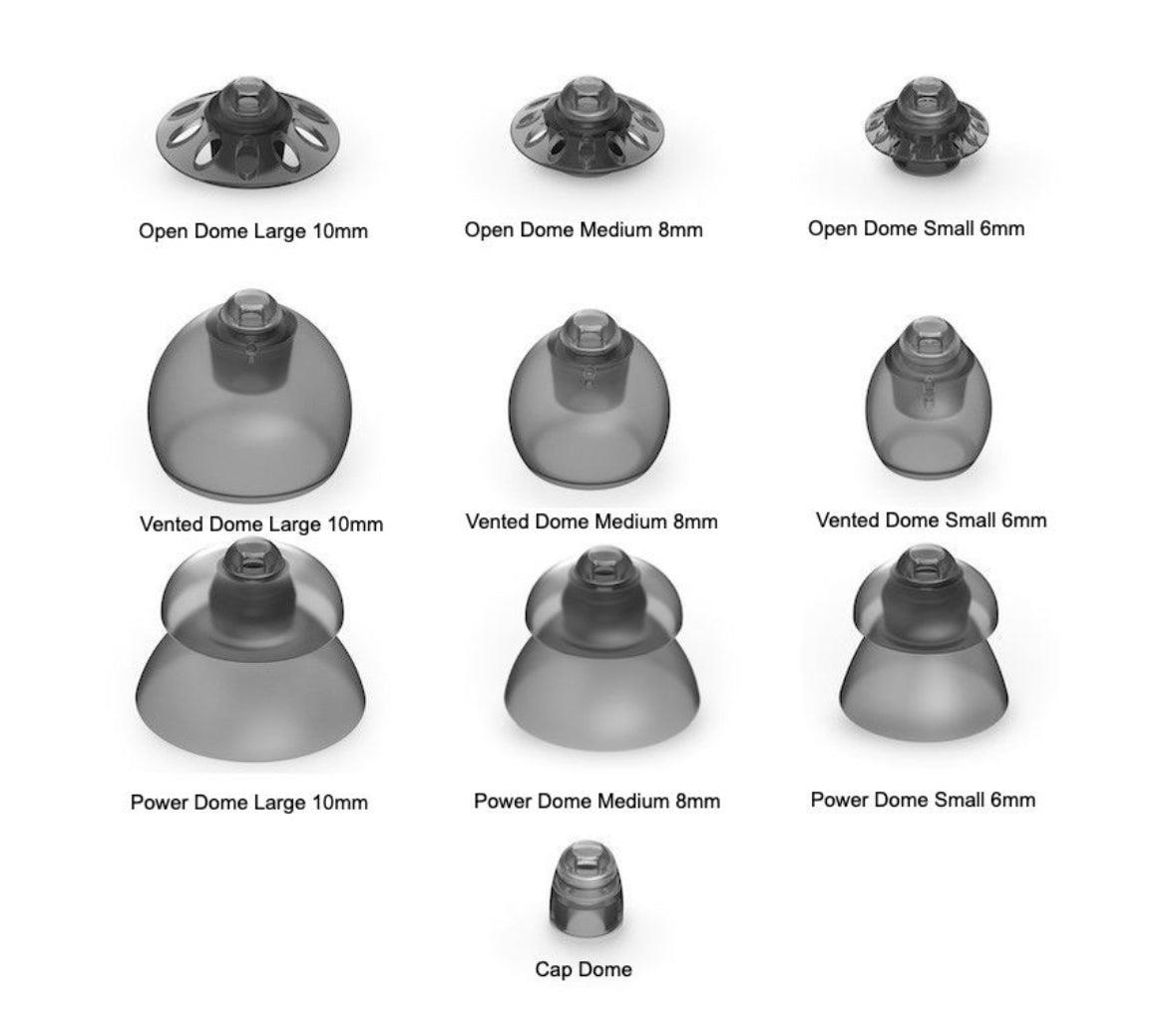Hearing aid silicone domes and wax guards